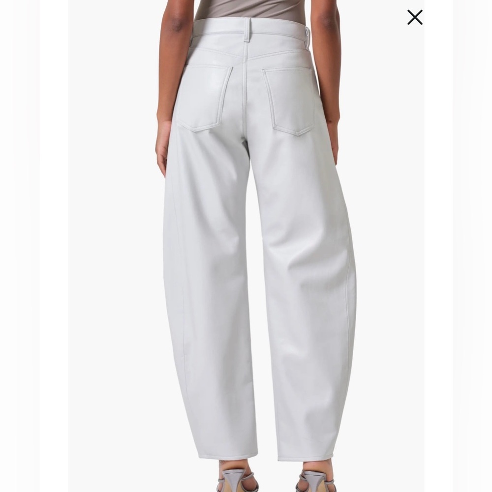 AGOLDE Luna Pieced High Waist Barrel Leg Leather Blend Pants Size 27 - Picture 2 of 9